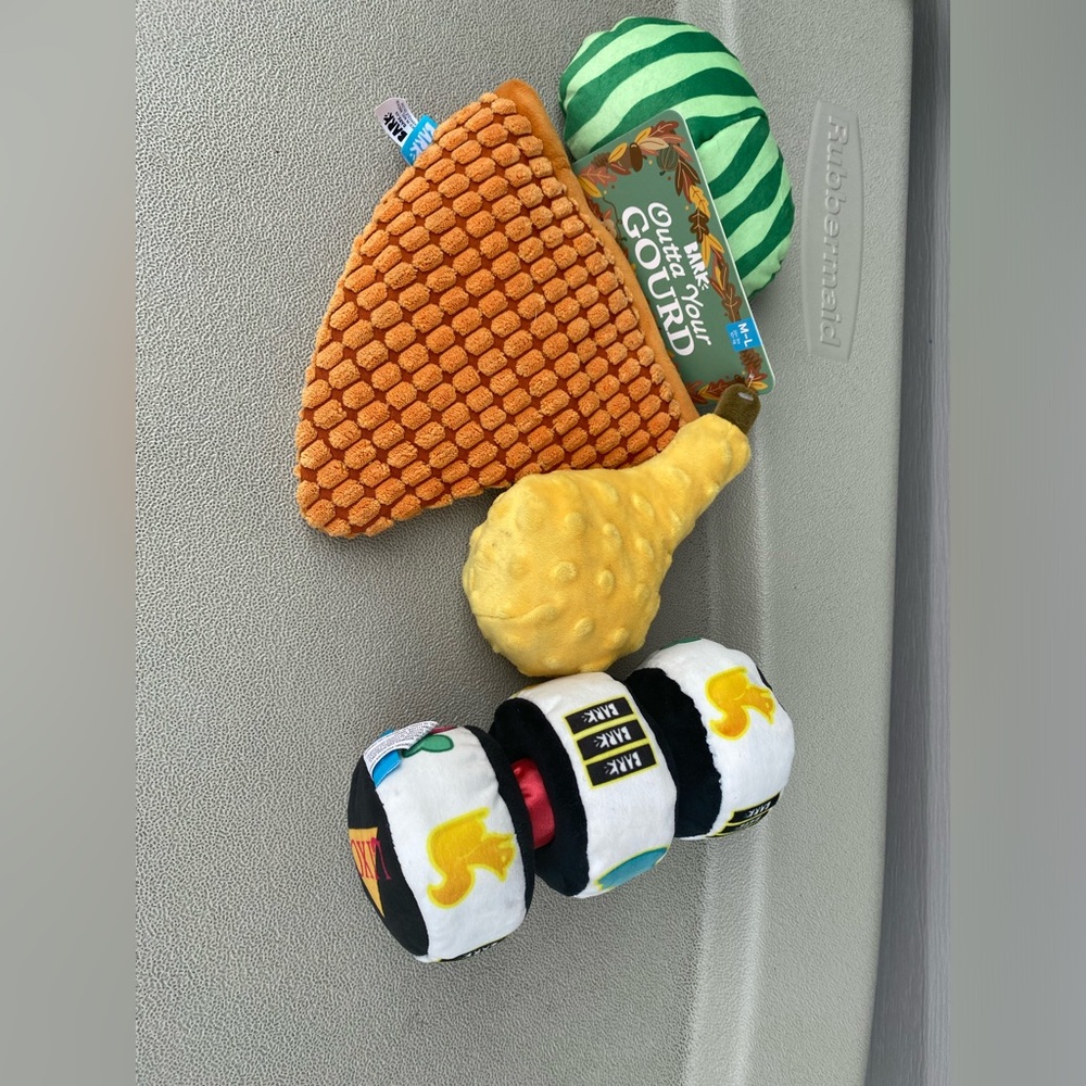 Bark Box DOG TOY 3 in 1 Outta Your Gourd Squeak Crinkle & howly Roller Plush